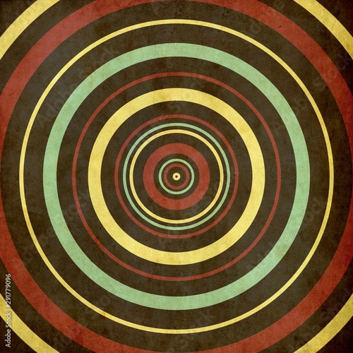 Vintage background.Reggae background.Green,red and yellow on Black color.Circle color on black.