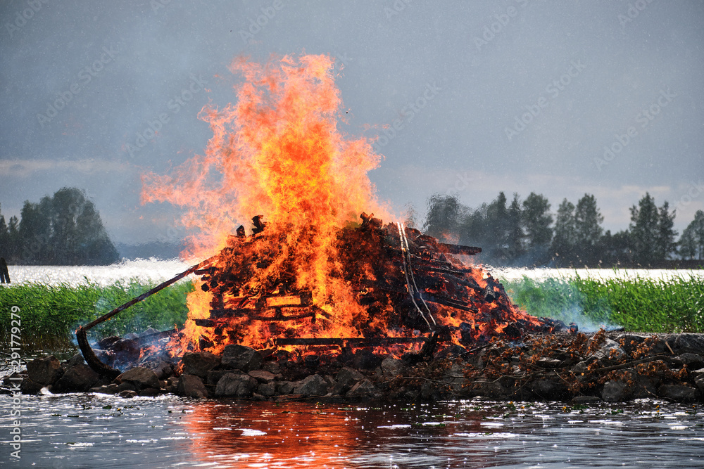 Midsummer bonfire. Traditional Finnish celebration Juhannus Stock Photo |  Adobe Stock