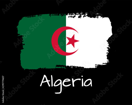 Isolated Hand draw Algeria flag. Vector