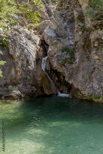 The mountain river Elikonas on a sunny day (Greece, Pieria, Mount Olympus).