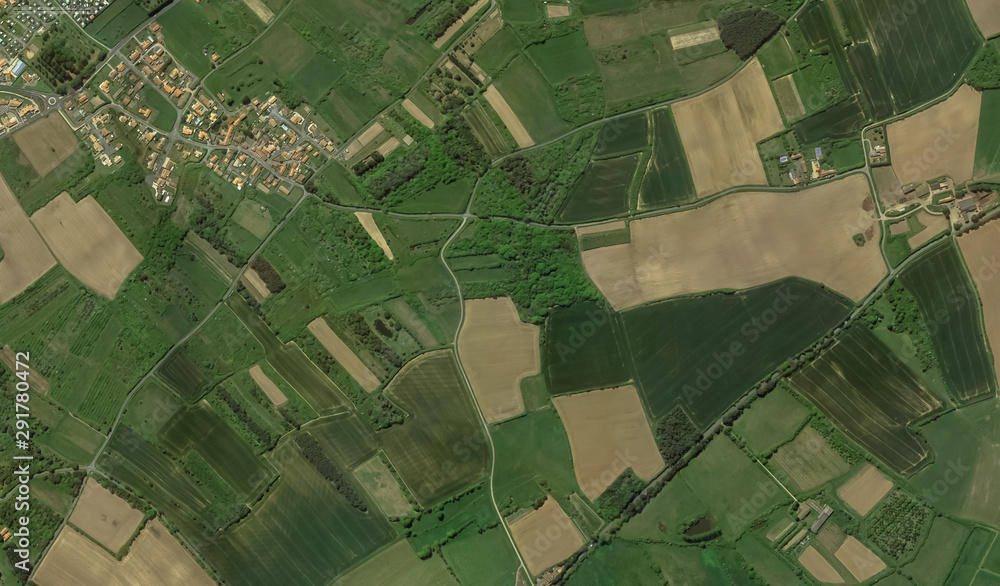 coast, streets and infrastructure of Bretigny-sur-Orge from a bird's eye view 2019