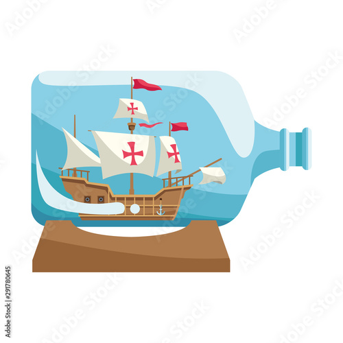caravel ship antique in bottle