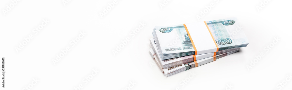 panoramic shot of russian money isolated on white panoramic shot of russian money isolated on white