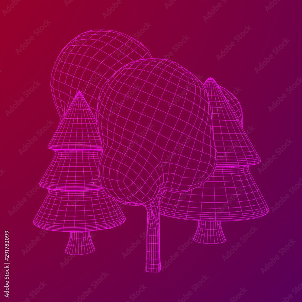 Mesh image of trees. Low poly background. Eco vector. Wireframe low poly mesh vector illustration Mesh image of trees. Low poly background. Eco vector. Wireframe low poly mesh vector illustration