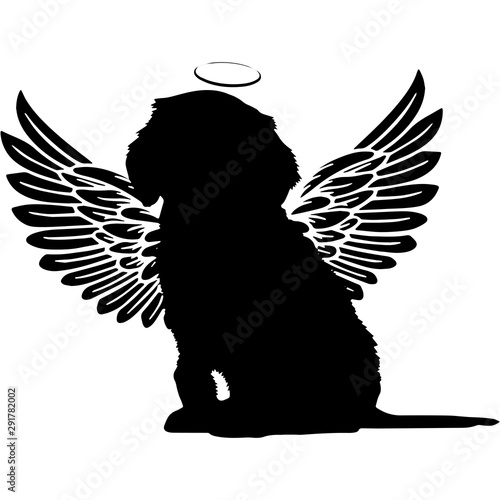 Pet Memorial, Angel Wings Cockapoo  Silhouette Vector