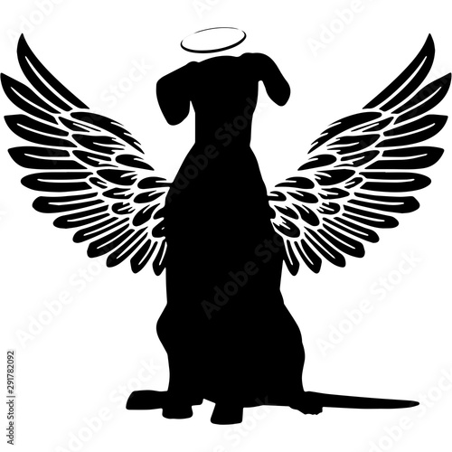 Pet Memorial, Angel Wings Dalmatian  Silhouette Vector