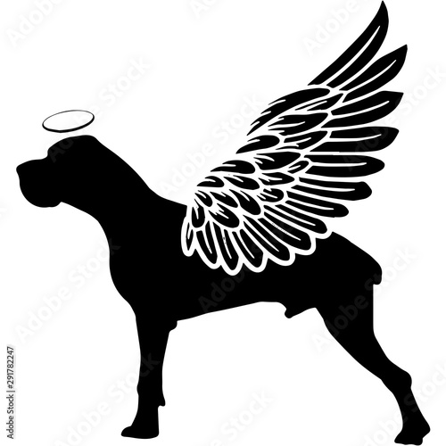Pet Memorial, Angel Wings Great Dane Dog  Silhouette Vector