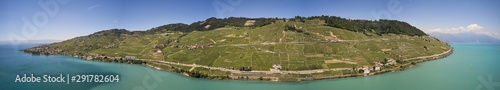 vine terraces lavaux aerial view
