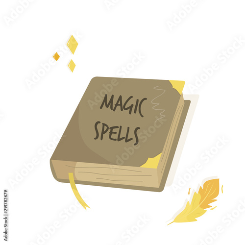 Magic Spells old wizard book. Vector illustration