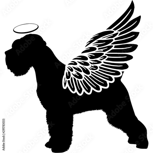 Pet Memorial, Angel Wings Miniature Schnauzer Dog  Silhouette Vector