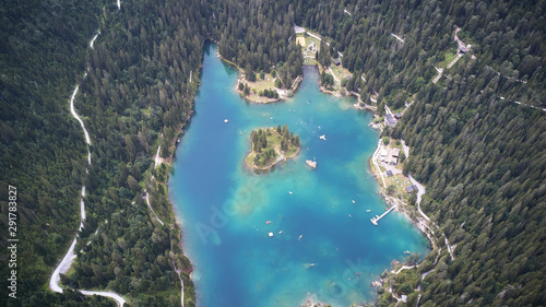 Fototapeta Naklejka Na Ścianę i Meble -  Lake Caumasee in Switzerland Aerial