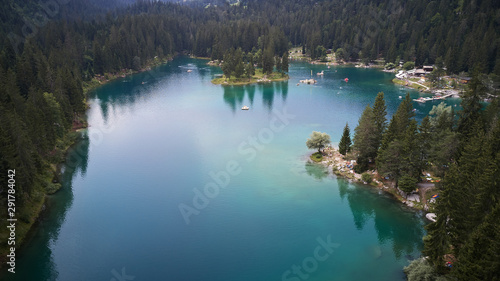 Lake Caumasee in Switzerland Aerial