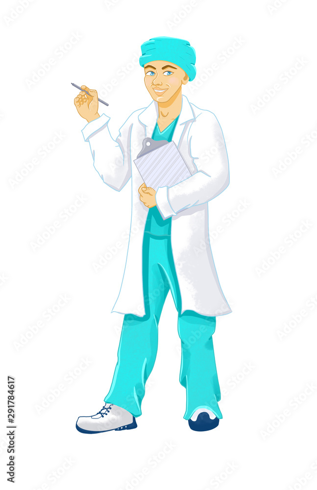 Caucasian Male Doctor Holding Clipboard and Pen Caucasian Male Doctor Holding Clipboard and Pen