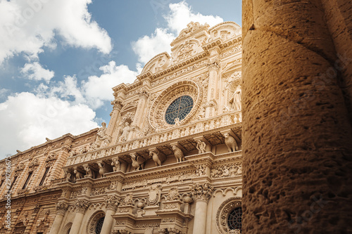 LECCE, ITALY /  SEPTEMBER 2019: The facade of the Basilica of Santa Croce in southern Italy. photo