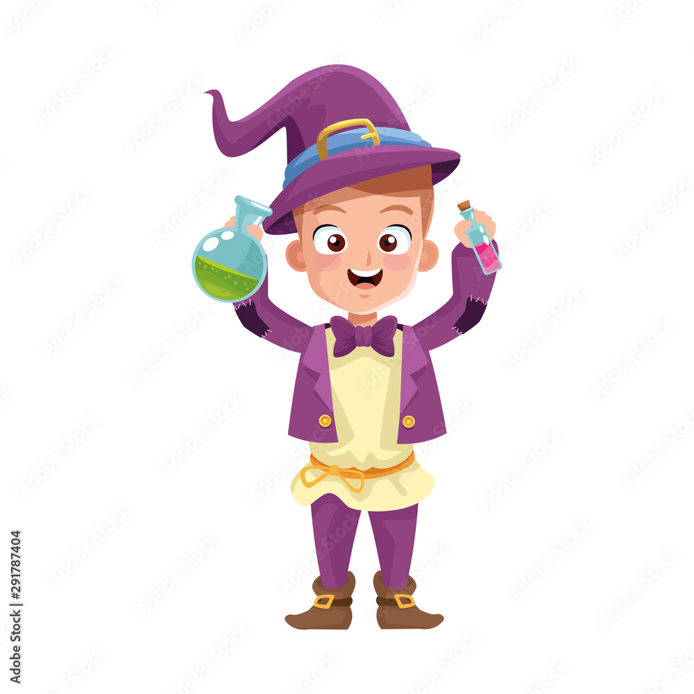 little boy with magician costume character