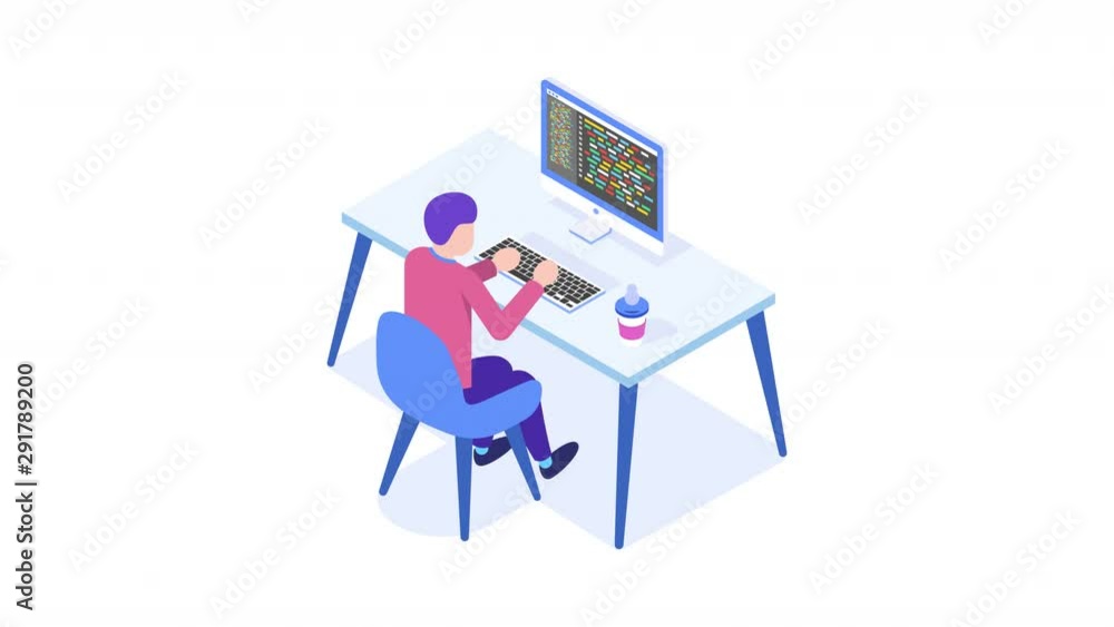 Programming concept, web engineer at work. Man working on desktop computer. Programming concept, web engineer at work. Man working on desktop computer.