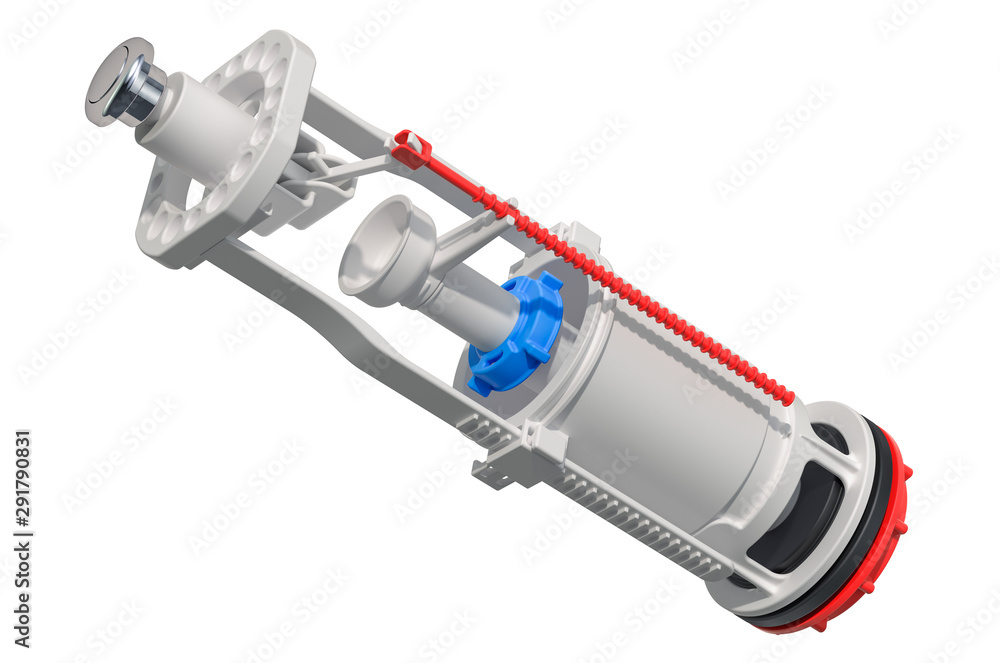 Toilet flush valve, 3D rendering Toilet flush valve, 3D rendering