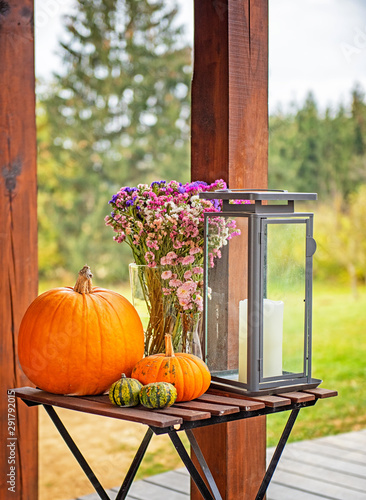 Restaurant with pumpkins in...