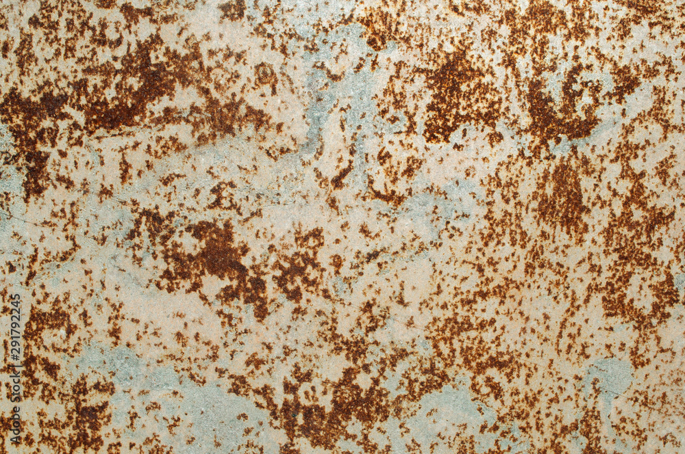 Strong red rust on the metal sheet. Strong red rust on the metal sheet.