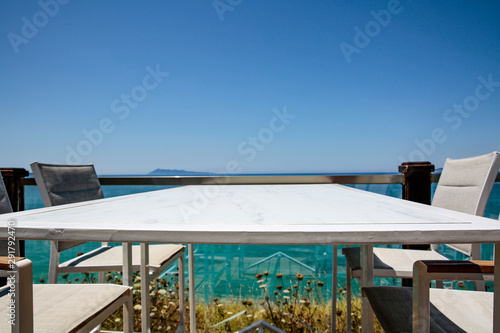 White wooden table and free space for your decoration.  © magdal3na