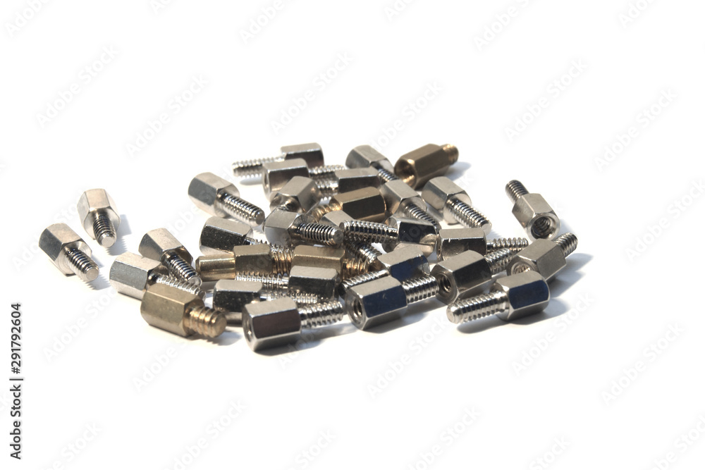 motherboard standoffs isolated on white background motherboard standoffs isolated on white background
