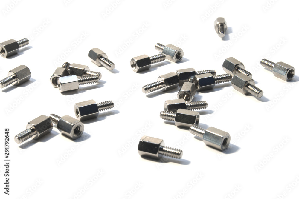 motherboard standoffs isolated on white background motherboard standoffs isolated on white background