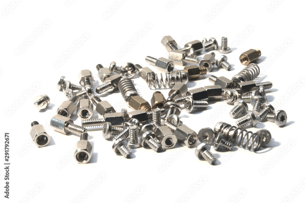 bolts, screws and pins isolated on white background bolts, screws and pins isolated on white background
