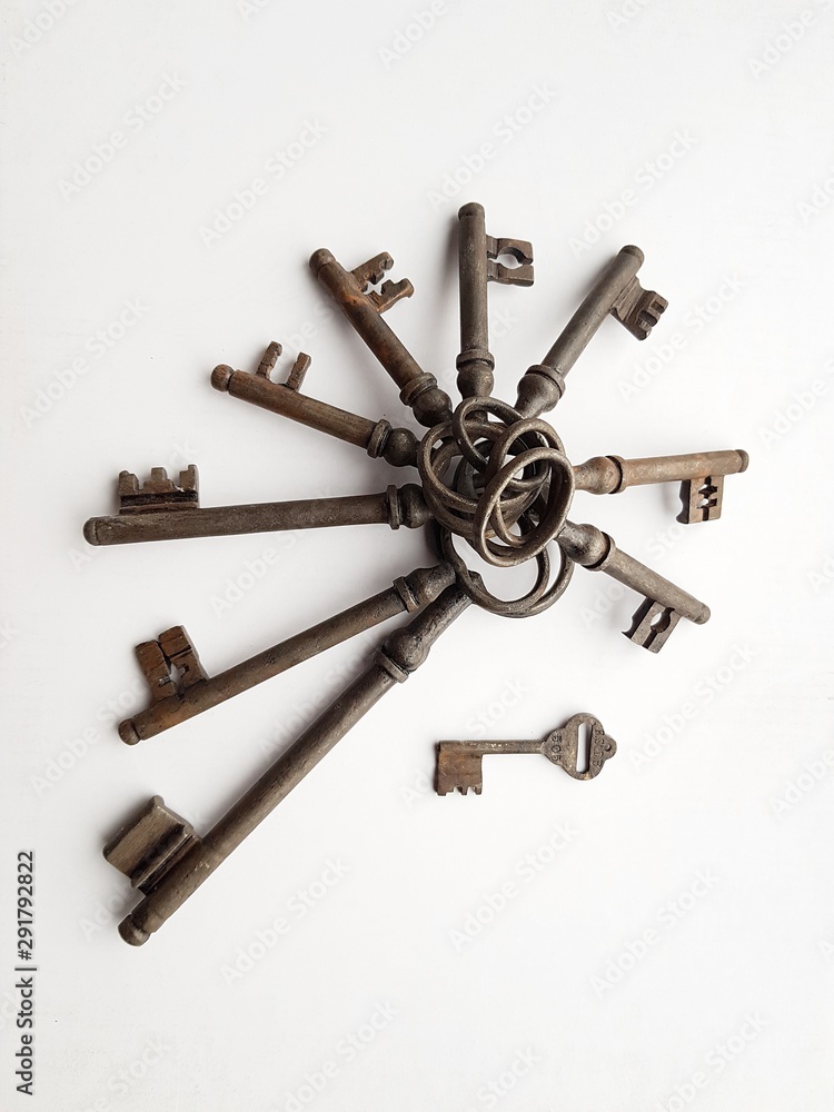 Original collection keys for old door locks in houses and gates Original collection keys for old door locks in houses and gates