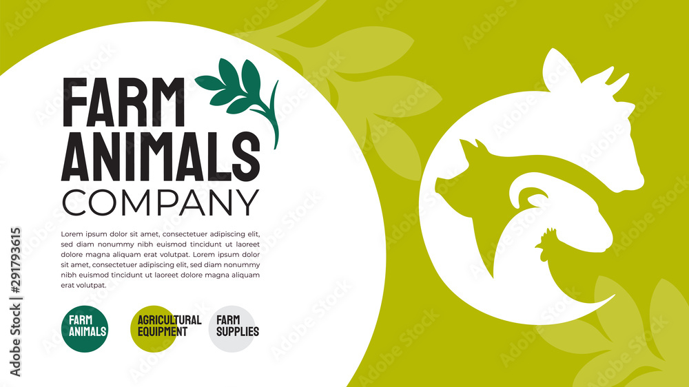 Vektorová grafika „Vector illustrations of cow, pig, goat, chicken