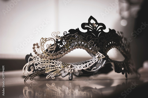 A portrait of a venetian mask to hide your identity on a masquerade ball and shroud yourself in mystery. It is also a good disguise for halloween or carnaval.