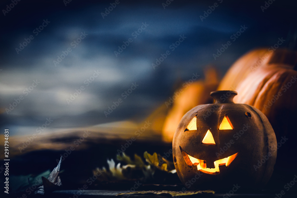 Jack o Lantern - autumn Halloween holiday concept background Stock ...
