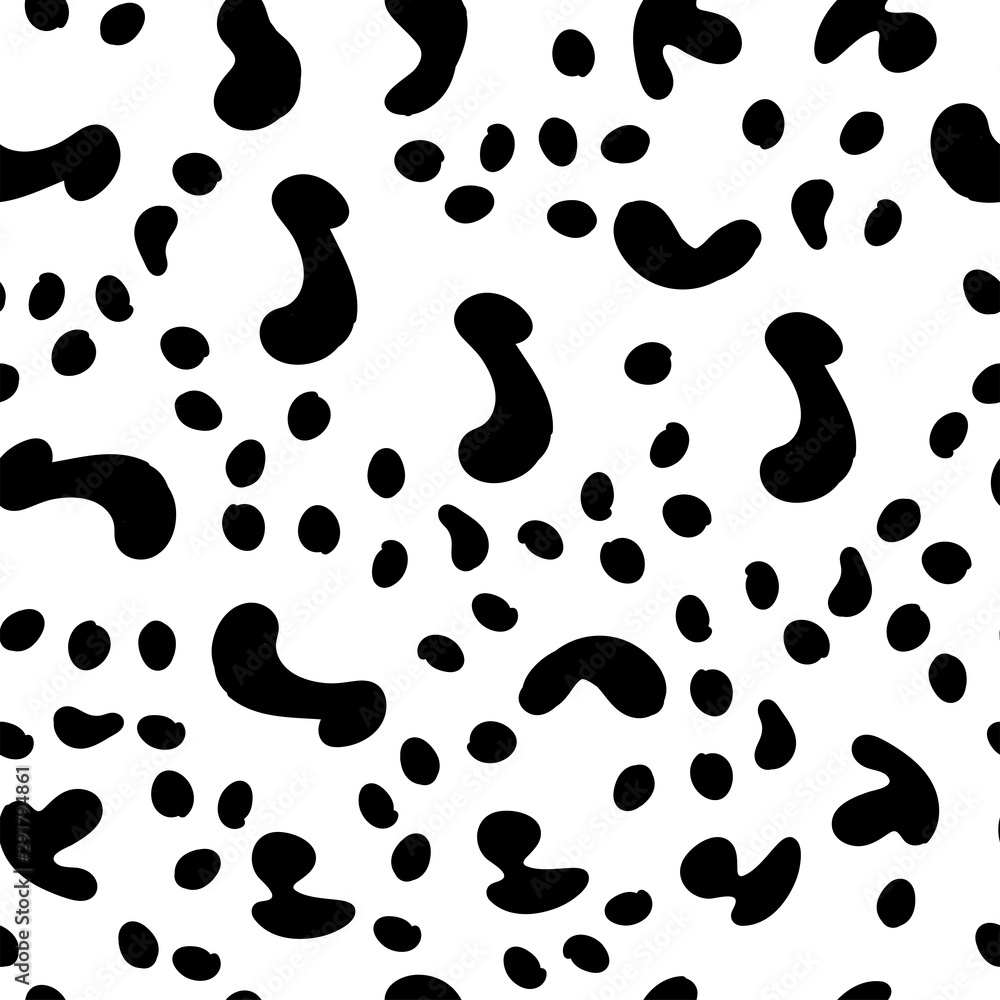 Vector Seamless pattern. Black and White Organic Shapes. Messy Spots Texture. Vector Seamless pattern. Black and White Organic Shapes. Messy Spots Texture.