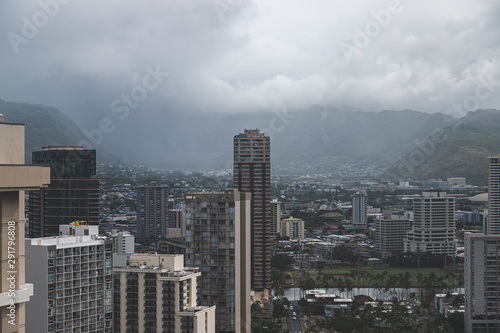 Cloudy Mountain City Skyline