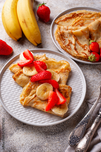 Crepes with strawberry and banana