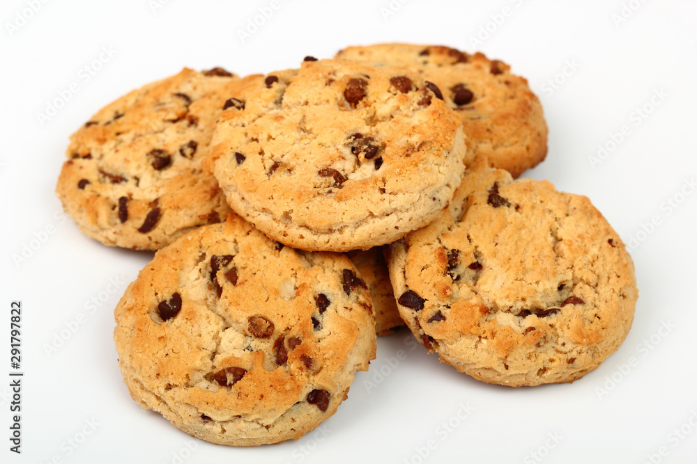 chocolate chip cookies isolated on white background chocolate chip cookies isolated on white background