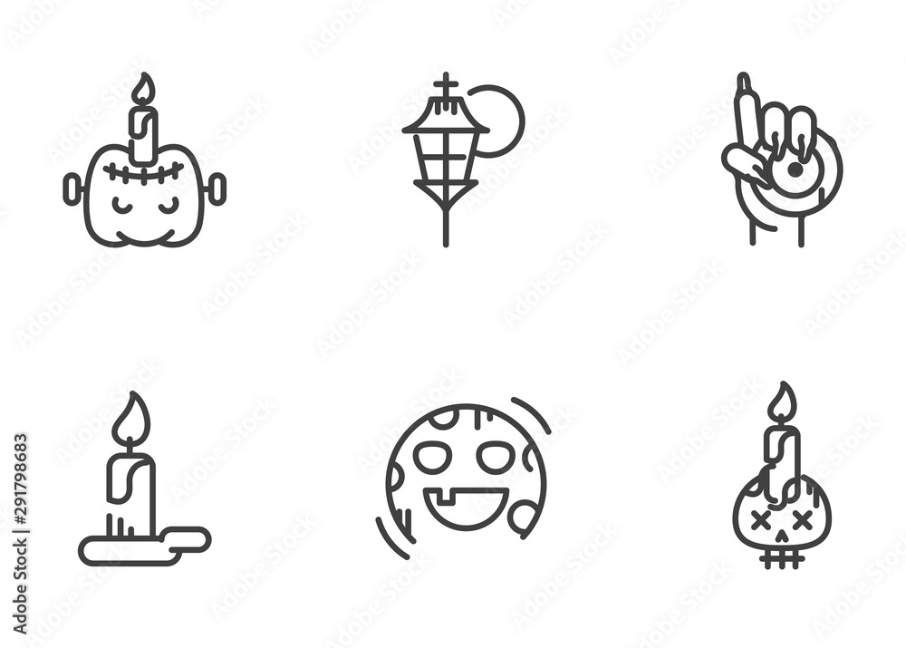 collection icons trick or treat happy halloween line style collection icons trick or treat happy halloween line style