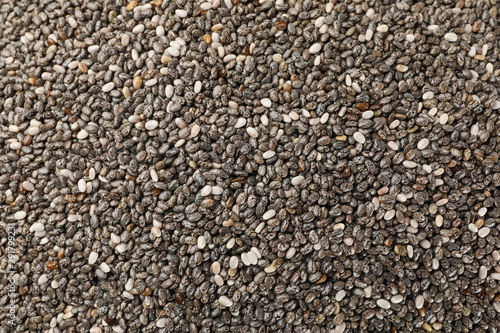 Chia seeds on whole background, close up