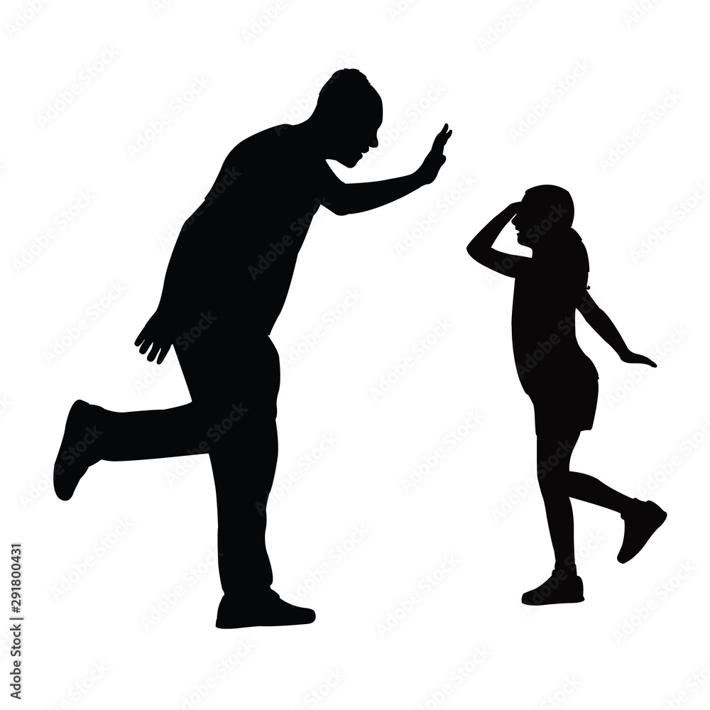 a father and girl playing together, silhouette vector