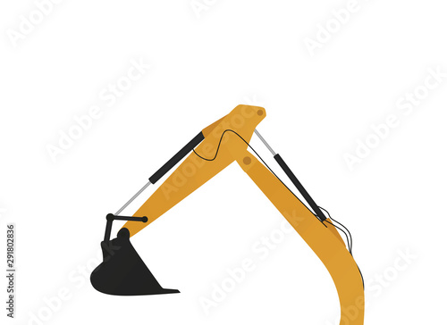 Yellow excavator arm. under construction concept. vector illustration.