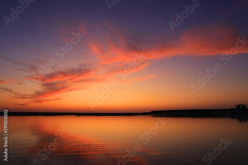 sunset over lake