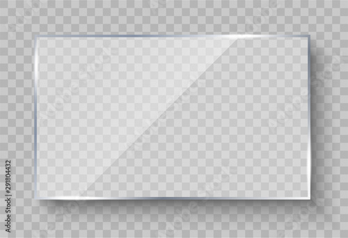 Reflecting glass banners on transparent background. Vector glass frame. Flat glass - stock vector.