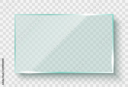 Reflecting glass banners on transparent background. Vector glass frame. Flat glass - stock vector.