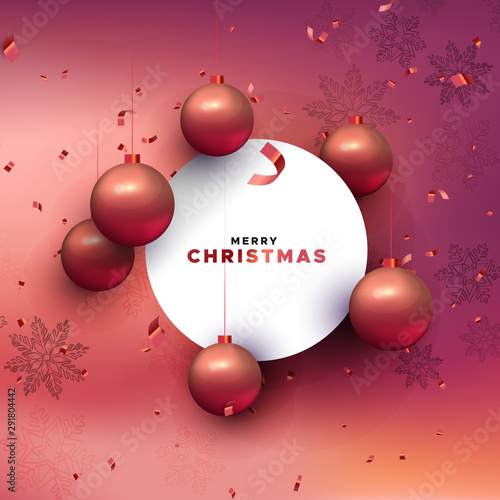 Christmas card of copper ornament and paper sign