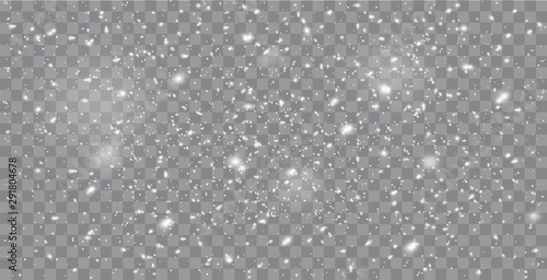 Realistic falling snow or snowflakes. Isolated on transparent background - stock vector.