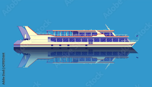 Pleasure boat or passenger liner detailed vector illustration. photo