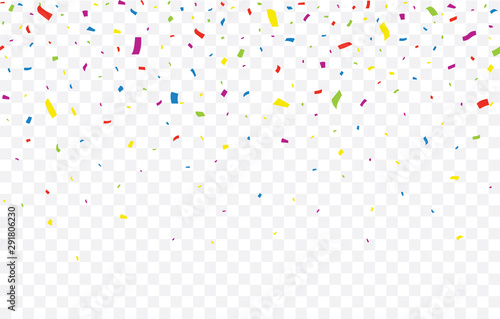Colorful Confetti on transparent background. Falling confetti - stock vector.