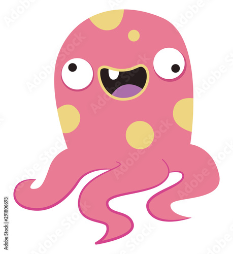 Crazy octopus, illustration, vector on white background.