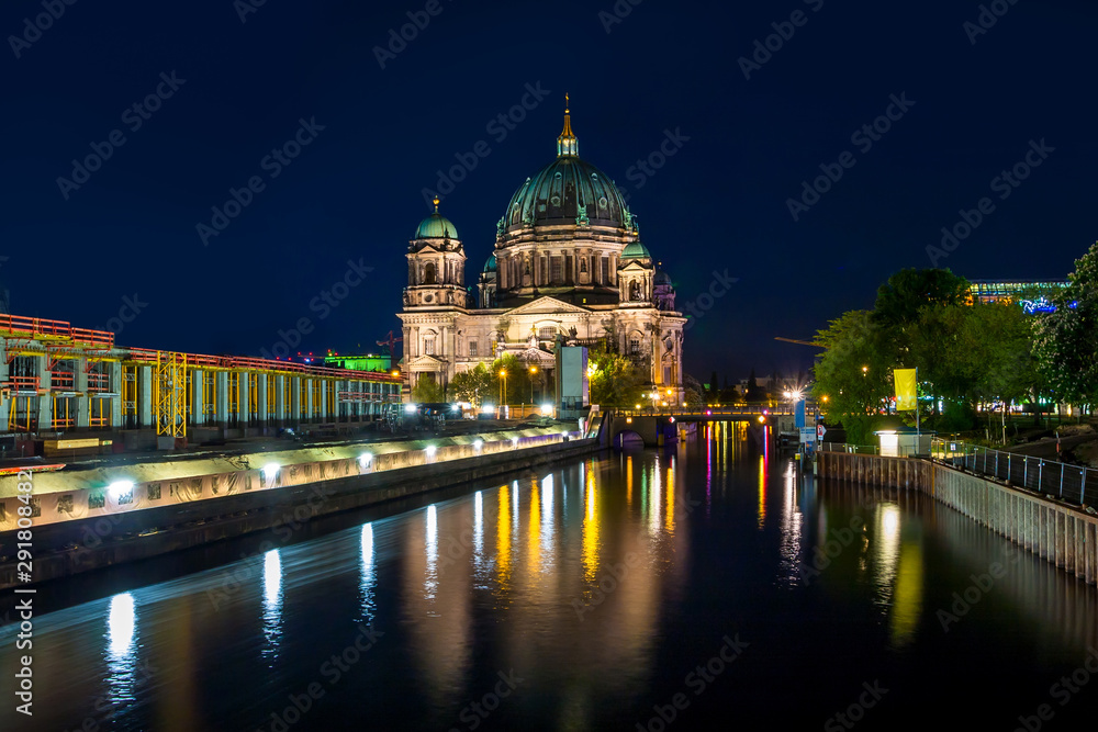 Berlin Cathedral at night (Berliner Dom), Berlin, Germany