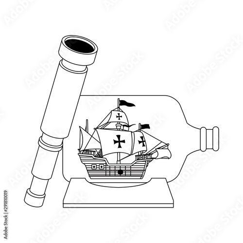 caravel ship antique in bottle