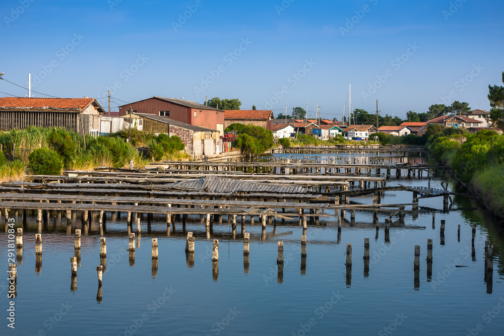 Oyster farming harbour near Arcachon, France
